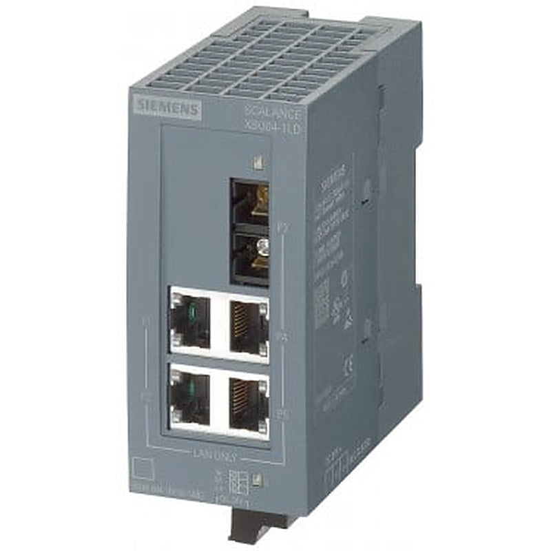 Scalance XB004-1G Unmanaged Industrial Ethernet Switch FOR 10/100/1000MBIT/S; with 4 X 10/100/1000MBIT/S RJ45-ELECTRICAL PORTS and 1 X1000MBIT/S SC-PORT OPTICAL (MULTIMODE, GLASS), UP TO MAX. 750M FOR ESTABLISHING SMALL STAR- and LINE TOPOGRAPHIES; LED-DIAGNOSTICS, IP20, 24 V DC POWER SUPPLY, MANUAL AVAILABLE AS DOWNLOAD