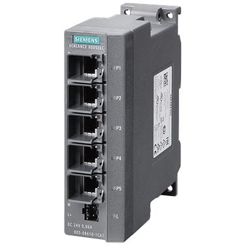 SCALANCE X005EEC, IE entry Level switch unmanaged 5x 10/100 Mbit/s RJ45 ports, LED diagnostics, IP30, 24 V DC power supply, PROFINET-compliant securing collars, Extended temperature range -40 °C...+75 °C, E1 approval Manual available as a download .