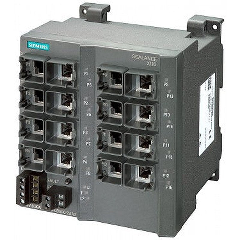 SCALANCE X116, unmanaged IE switch, 16x 10/100 Mbit/s RJ45 ports, LED diagnostics, error-signaling contact with set pushbutton, redundant power supply manual available as a download .