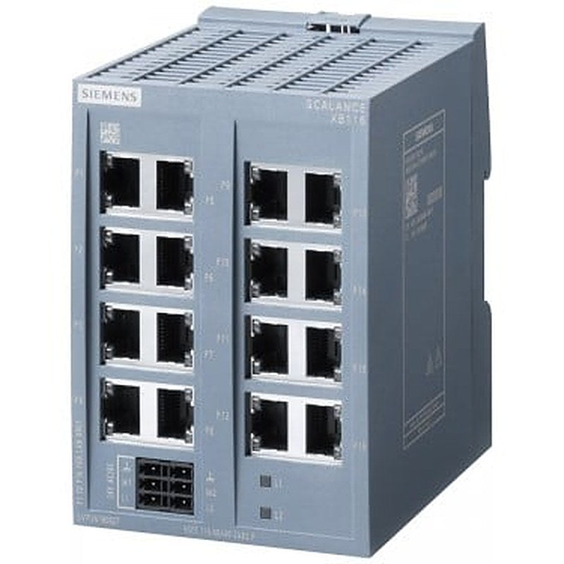 SCALANCE XB116 unmanaged IE switch, 16x 10/100 Mbit/s RJ45 ports; for setting up small star and line topologies; LED diagnostics, IP20, Redundant power supply, 24 V AC/DC Manual available as a download .
