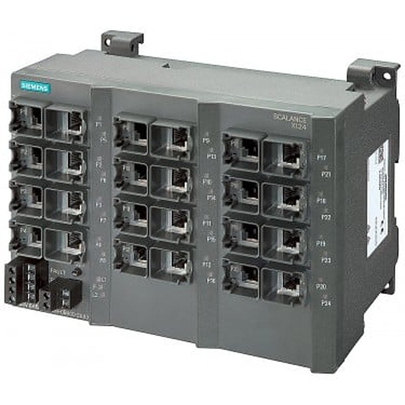 SCALANCE X124, unmanaged IE switch, 24x 10/100 Mbit/s RJ45 ports, LED diagnostics, error-signaling contact with set pushbutton, redundant power supply manual available as a download .