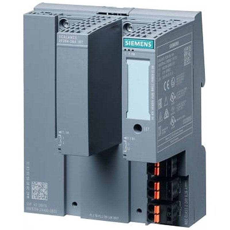 XF204-2BA IRT managed IE IRT switch, 4 x 10/100 Mbit/s, 2 x Bus adapter interface , error signaling contact, with set pushbutton, redundant 24 V DC power supply, PROFINET IO device, network management, Redundancy Manager integrated, incl. electron. manual on CD-ROM, C-PLUG optional.