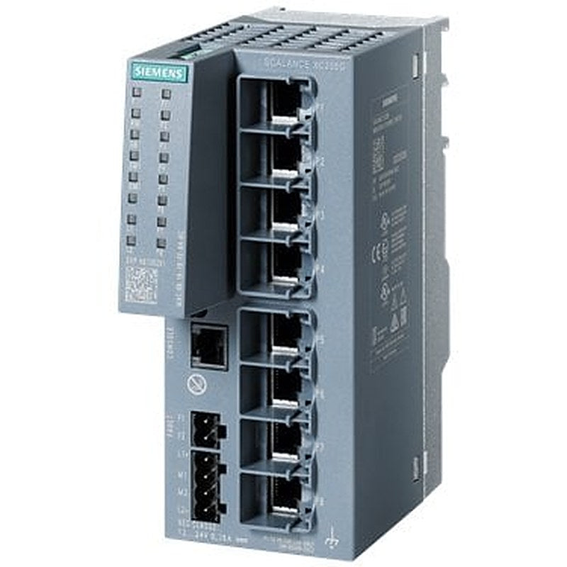 SCALANCE XC208G manageable Layer 2 IE switch; IEC 62443-4-2 certified; 8x 10/100/1000 Mbps; RJ45 ports; 1x console port; diagnostics LED; redundant power supply; temperature range -40 °C to +70 °C; assembly: DIN rail/S7 mounting rail/wall redundancy functions; office features (RSTP, VLAN,...); PROFINET IO device; Ethernet/IP-compliant; C-PLUG slot; IEEE 1588v2 PTP
