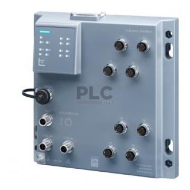 SCALANCE XP208PoE EEC, managed IE switch, 8x 10/100 Mbit/s IEC 62443-4-2 certified; M12 ports, IP65, LED diagnostics, error signaling contact, redundant power supply, PROFINET IO device, network management, can be operated in redundant ring, dust caps, including electronic manual on CD-ROM, C-plug optional.