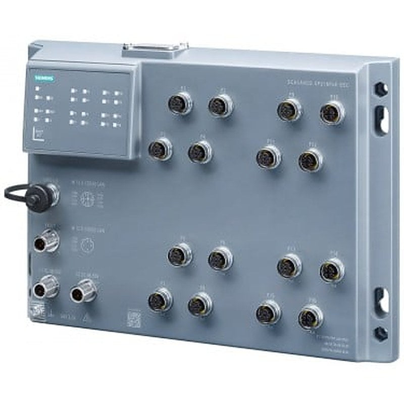 SCALANCE XP216PoE EEC, managed IE switch, with railway approval IEC 62443-4-2 certified; (EN 50155, EN45545); 12x 10/100 Mbit/s M12 ports, 4x 10/100/1000 Mbit/s M12 ports IP65, LED diagnostics, error signaling contact, redundant power supply, PROFINET IO device, network management, can be operated in redundant ring, incl. dust caps, including electronic manual on CD-ROM, C-PLUG optional.