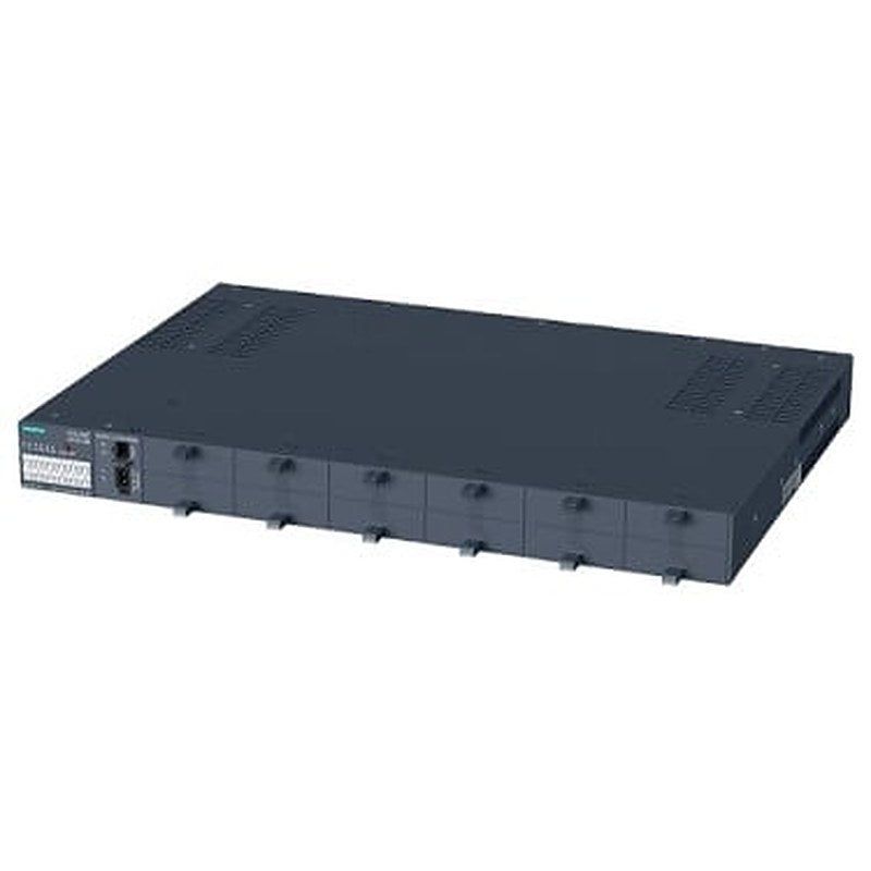 SCALANCE XR324-12M; managed IE switch, 19" rack; 12x 100/1000 Mbit/s 2-port media modules, electrical or optical; LED diagnostics; error signaling Contact; Select/set pushbutton, PROFINET IO device, network management, Integrated redundancy manager, office features (RSTP, VLAN, IGMP,..) C-plug in scope of delivery Power supply 230 V AC; Ports in the front.