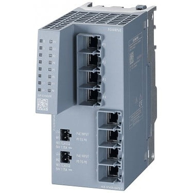 PE408PoE Port Extender for SCALANCE XM-400 managed modular IE switch; extension by 8x 10/100/1000 Mbit/s RJ45 with up to 8 ports PoE according to IEEE802.3AT; for PoE separate power supply required.