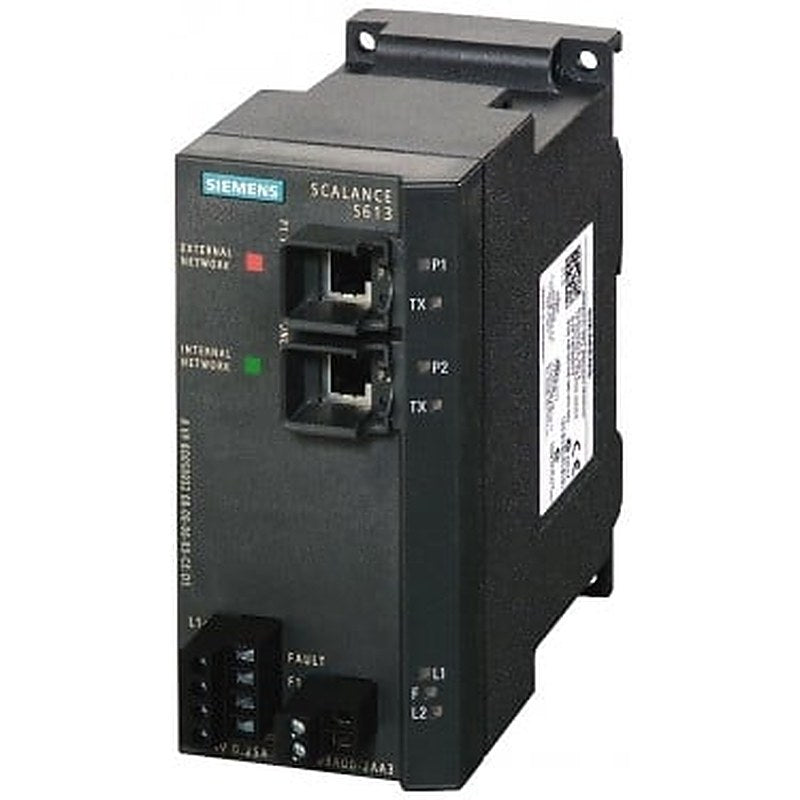 SCALANCE S613 module for protection of devices and networks in automation technology and for protection of industrial communication by means of VPN (max. 64 devices) and firewall.