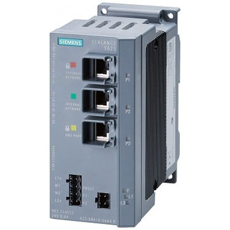 SCALANCE S 623 module for protection of devices and networks in automation engineering and for protection of industrial communication by means of VPN and firewall; additional DMZ port for connection of a further network; Further functions: address conversion.