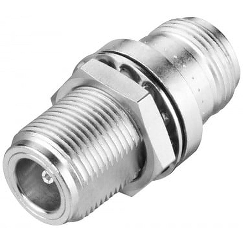 N-Connect Female/female Panel feedthrough, cabinet bushing, 2.4 GHz and 5 GHz for Wall thickness max. 4.5 mm.