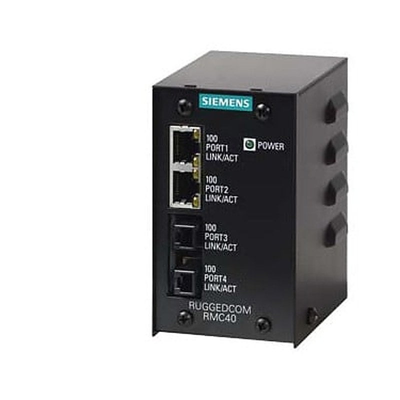 RUGGEDCOM RS900NC is a 9-port, industrially hardened, fully managed Ethernet switch with 56-bit encryption supporting 6 Fast Ethernet RJ45 ports and up to 3 Fast Ethernet Fiber ports available over multiple fiber connector types and distances. HI = 88-300 VDC or 85-264 VAC XX = No power supply 2 D = DIN Rail Mounting xx = none XX = Manufacturing modification: none ML-ML = 2 x 100FX - Multimode 1300nm, LC connector XX = None