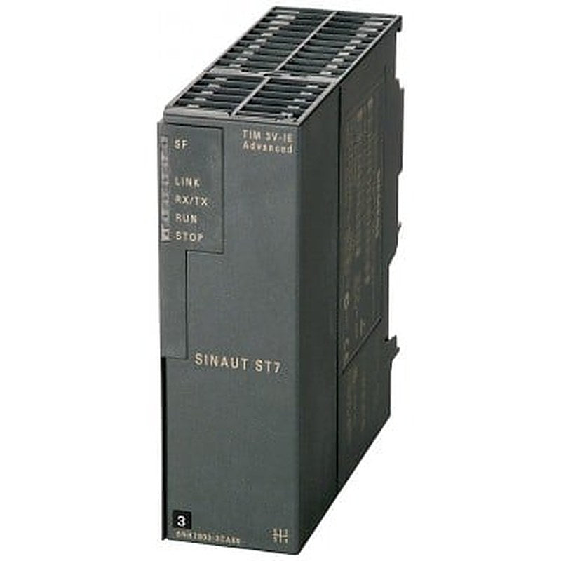 SINAUT ST7, TIM 3V-IE advanced communications module for SIMATIC S7-300 with an RS232 interface for SINAUT communication via a classic WAN and an RJ45 interface for SINAUT communication via an IP-based network (WAN or LAN).
