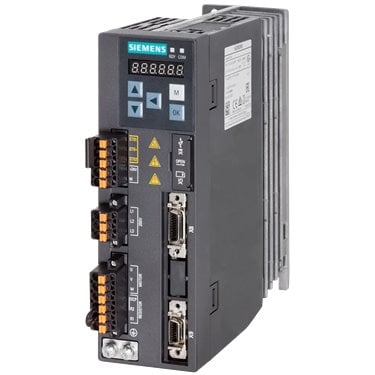 SINAMICS V90, with PROFINET Input voltage: 200-240 V 1/3-phase AC -15%/+10% 2.5/1.5 A 45-66 Hz Output voltage: 0 – Input 1.2 A 0-330 Hz Motor: 0.1 kW Degree of protection: IP20 Size A, 45x170x170 (WxHxD)