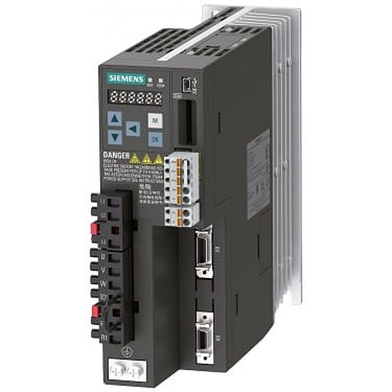 SINAMICS V90, with PROFINET Input voltage: 380-480 V 3 A -15%/+10%  1.5 A 45-66 Hz Output voltage: 0 – Input 1.2 A 0-330 Hz Motor: 0.4 kW Degree of protection: IP20 Size AA 60x180x200 (WxHxD)