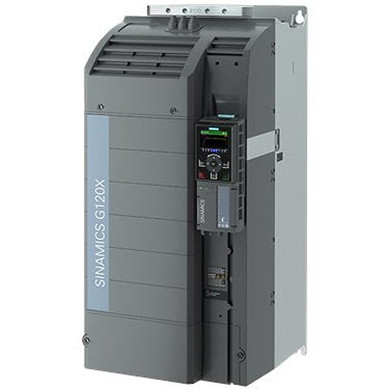 SINAMICS G120X Rated power: 90 kW At 110% 60s, 100% 240 s Radio interference suppression filter for category C2 380-480 V 3 AC +10/-20% 47-63 Hz Ambient temperature -20 to +45 °C Size: FSF Degree of protection IP20 / UL open type painting 3C2 without operator panel Without IO expansion Fieldbus integrated: PROFINET PN, Ethernet IP