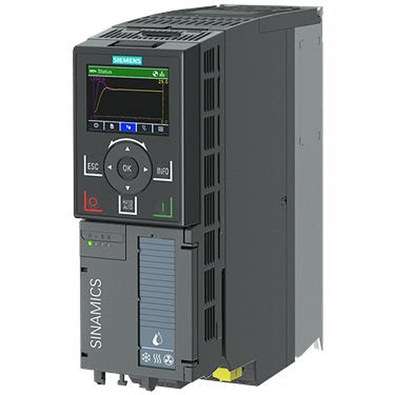 SINAMICS G120X Rated power: 1.1 kW At 110% 60s, 100% 240 s Radio interference suppression filter for category C2 380-480 V 3 AC +10/-20% 47-63 Hz Ambient temperature -20 to +45 °C Size: FSA Degree of protection IP20 / UL open type painting 3C2 With Intelligent Operator Panel Without IO expansion Fieldbus integrated: MODBUS RTU, BACnet MS/TP,USS