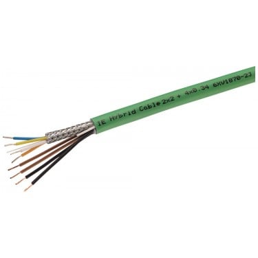 Industrial Ethernet Hybrid Cable 2x2+4x 0.34, flexible Cable, 4x CU CAT5, shielded (0.75 mm) and 4x CU (0.34 mm2) for IE FC modular outlet with Power insert and IP67 hybrid plug-in connector Sold by the meter max. delivery unit 1000 m, minimum order quantity 20 m.