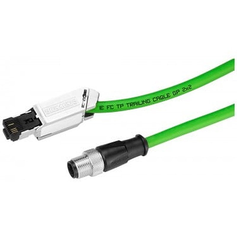IE connecting cable M12-180/IE FC RJ45 Plug-145; IE FC Trailing cable GP pre-assembled with M12 connector (D-coded) and IE FC RJ45 plug; Length 2.0 m.