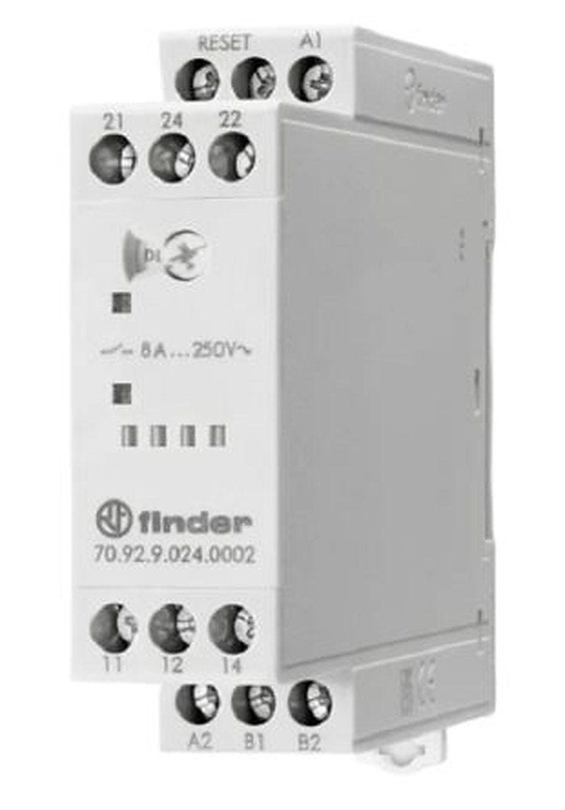 Finder NFC Monitoring Relay, 1 Phase, DPDT-2 CO, DIN Rail, 24 V dc 230V ac
