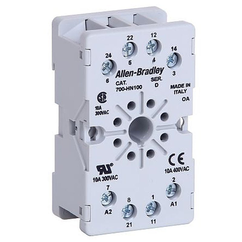 Allen Bradley 700-HN 8 Way 300V DIN Rail Relay Socket, for use with 700-HTA3A Relay, 700-HTA1A