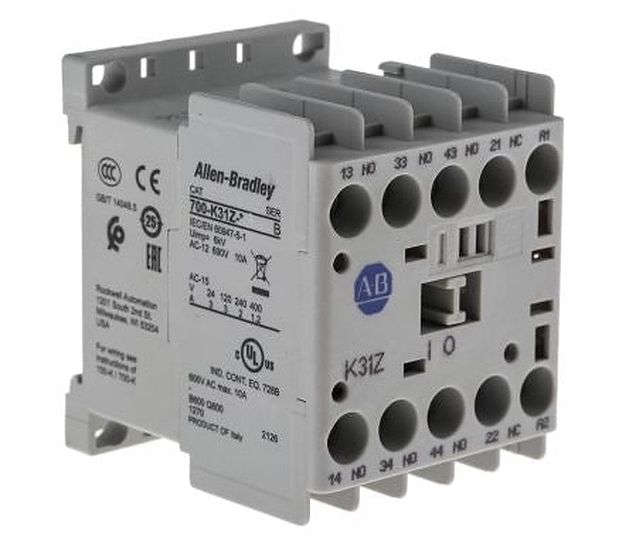 Allen Bradley 700K Contactor, 24V dc Coil, 4-Pole, 10 A, 3 NO/1 NC, 690V ac