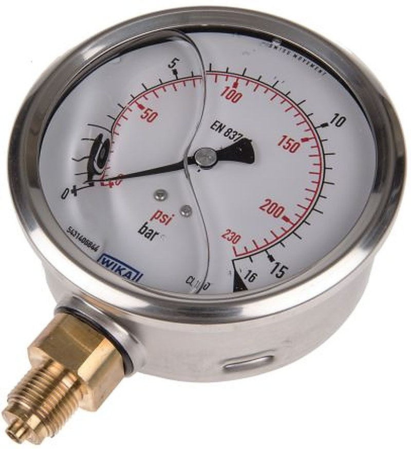WIKA G 3/8 Pressure Gauge, 100 mm, 16 bar
