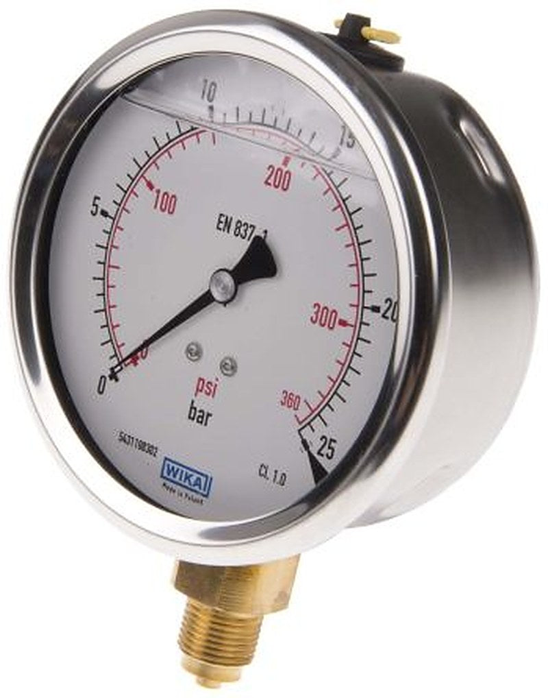 WIKA G 3/8 Pressure Gauge, 100 mm, 25 bar
