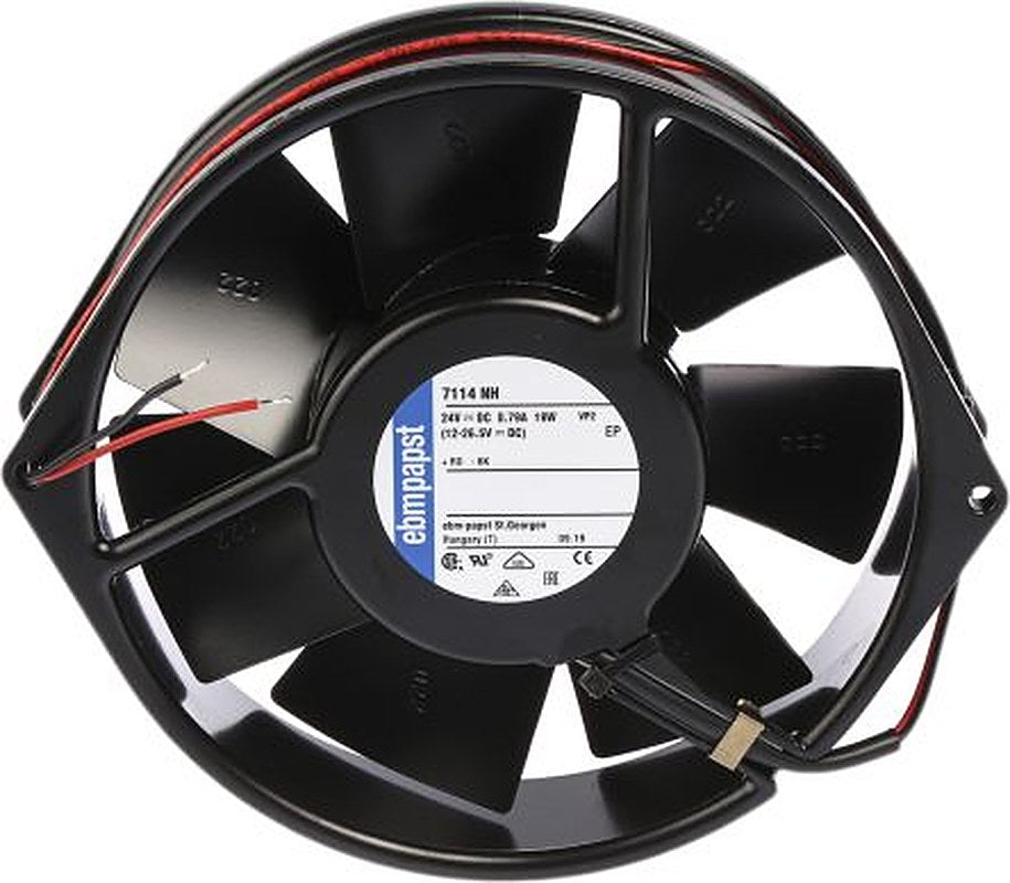 ebm-papst 7100 N Series Axial Fan, 24V dc, 360 m³/h, 19 W, IP54 150 mm 38mm 38 mm