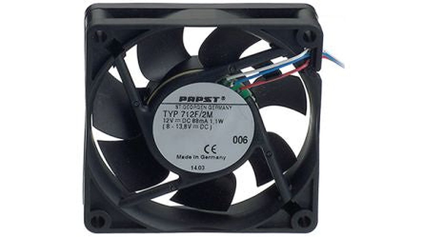 ebm-papst Axial Fan, 12V dc, 43 m³/h, 1.7 W, 140 mA Max 70 mm 70mm 15 mm