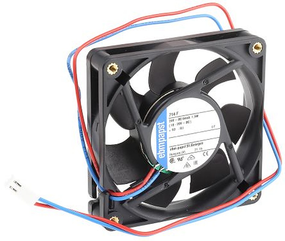 ebm-papst 700 F Series Axial Fan, 24V dc, 44 m³/h, 1.5 W, IP20 70 mm 15mm 15 mm