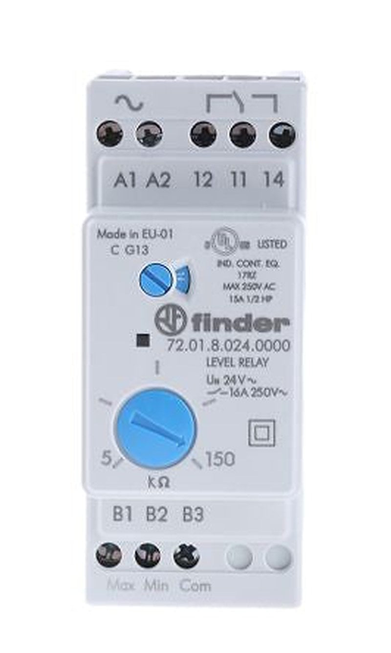 Finder Monitoring Relay, 1 Phase, SPDT, DIN Rail, 24V ac 24 V dc