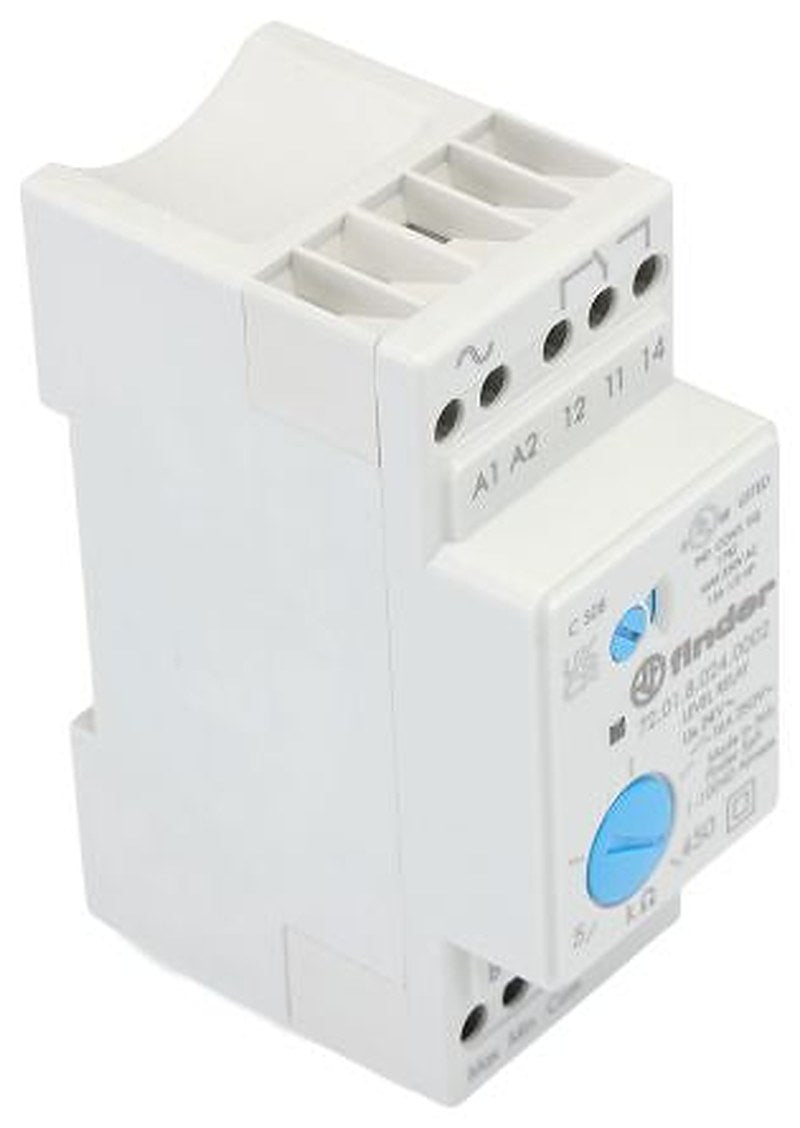 Finder Monitoring Relay, 1 Phase, SPDT, DIN Rail, 24V ac 24 V dc