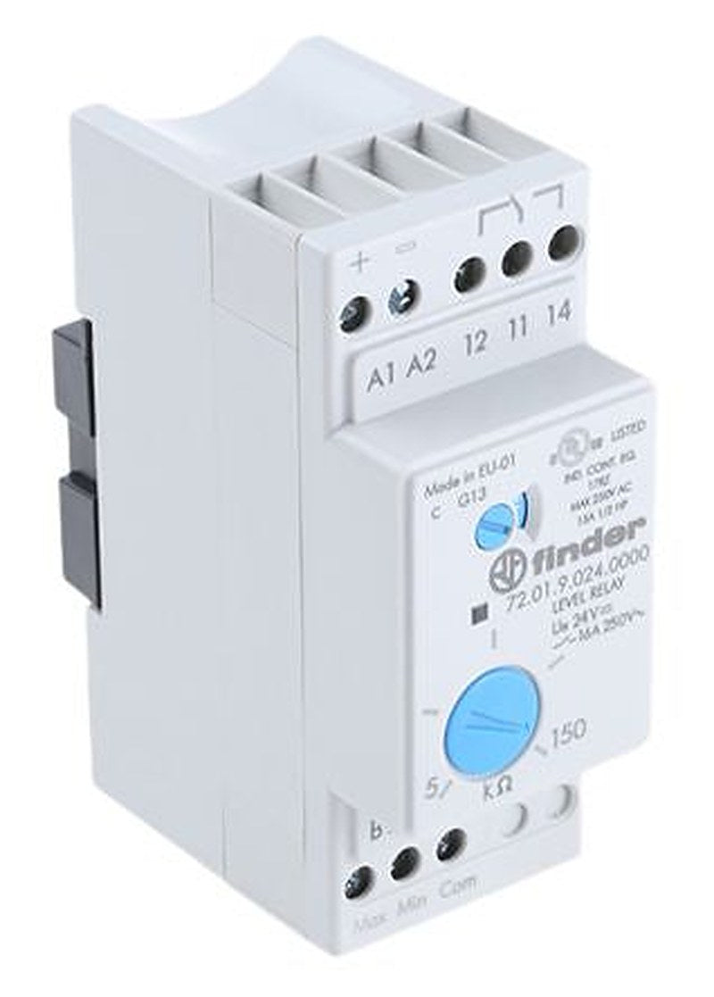 Finder Monitoring Relay, 1 Phase, SPDT, DIN Rail, 24V ac 24 V dc