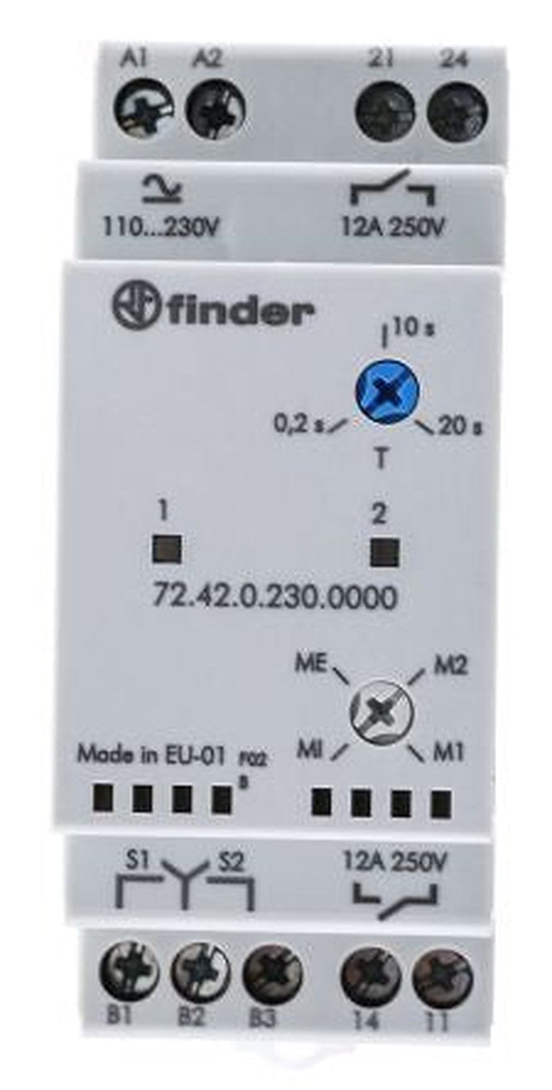 Finder Monitoring Relay, 1 Phase, DPST, DIN Rail
