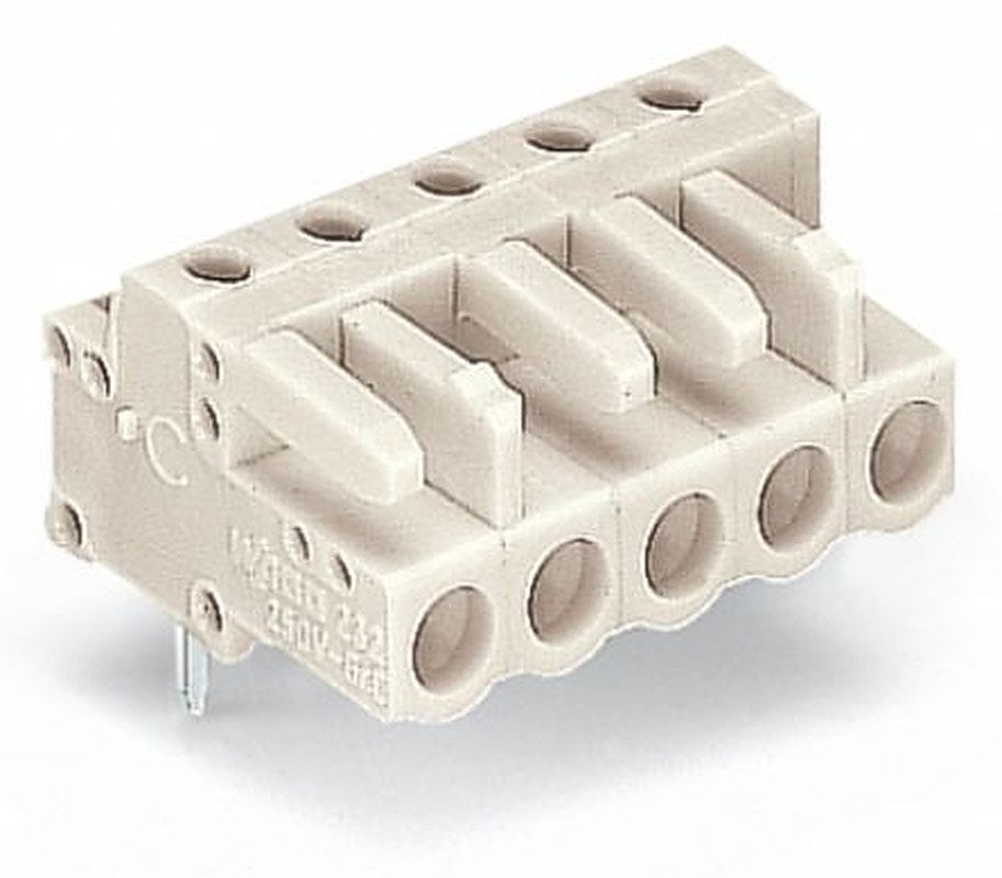 WAGO 722 Series Angled PCB PCB Header, 7-Contact, 1 Row, 5 mm Pitch Solder