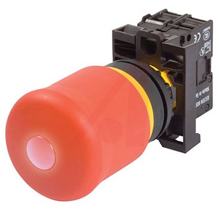 Eaton M22 Series Pull Release Illuminated Emergency Stop Push Button, Panel Mount, 22 mm Cutout, 2 NO/2 NC, IP67, IP69K