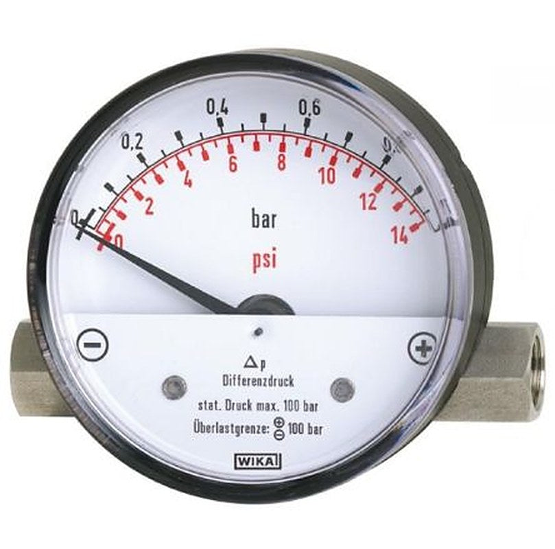 WIKA G 1/4 Female Differential Pressure Gauge, 80 mm, 1.6 bar