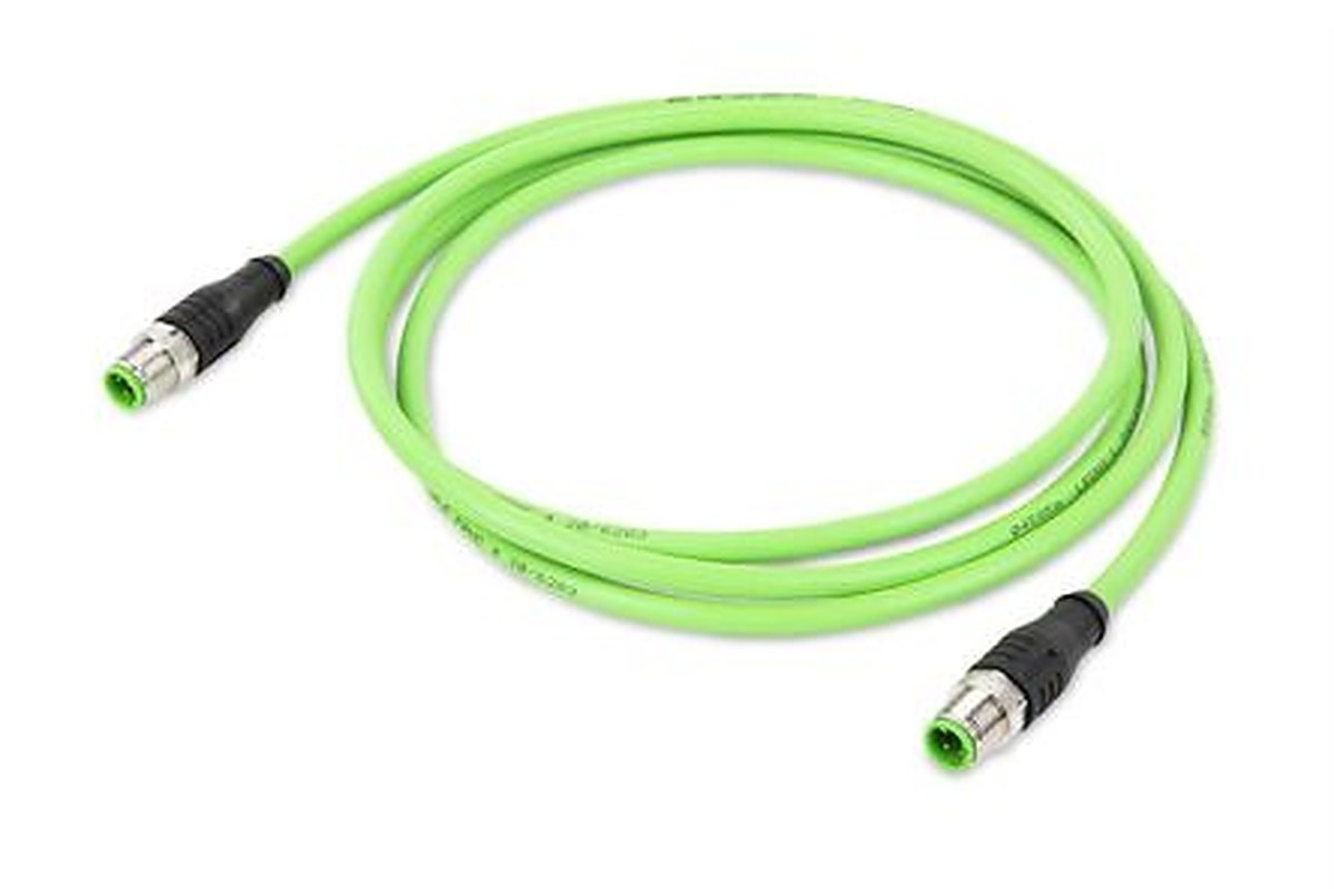 WAGO M12, 5 m Ethernet Cable, Green Screened Polyurethane Sheath