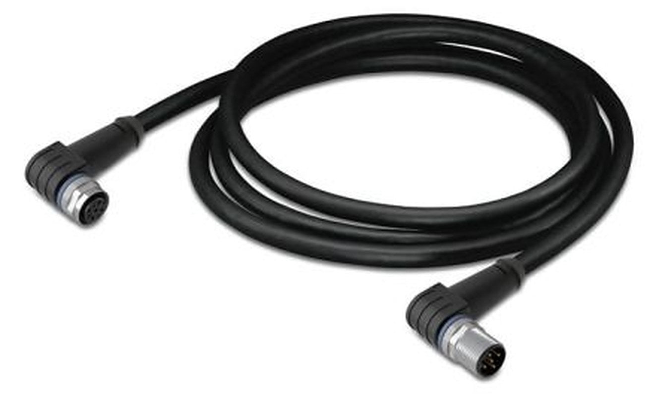 WAGO Female 3 way M12, Right Angle to Male 3 way Angled M12 Actuator/Sensor Cable, 1 m