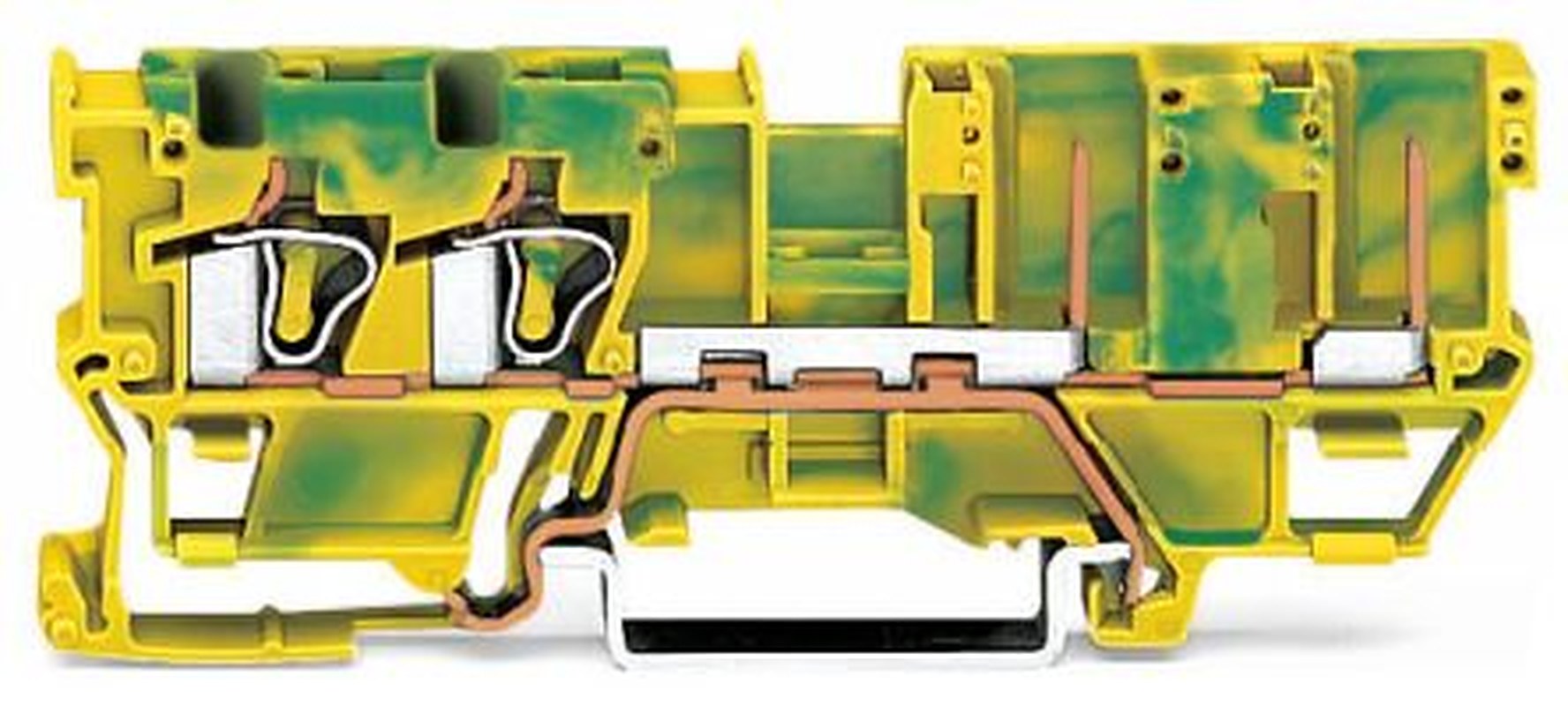 WAGO 769-217 769 Series Carrier Terminal Block Green, Yellow, 4mm², 1-Level, Cage Clamp, CSA