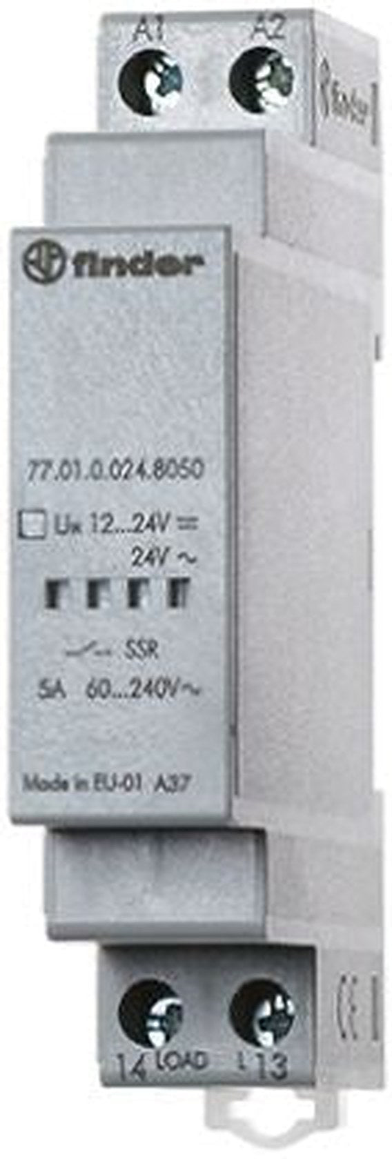 Finder 77 Series Solid State Relay, 5 A Load, DIN Rail Mount, 265 V ac Load, 240V ac Control