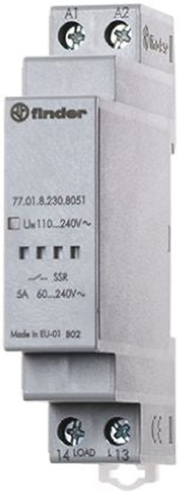 Finder 77 Series Solid State Relay, 5 A Load, DIN Rail Mount, 265 V ac Load, 240V ac Control