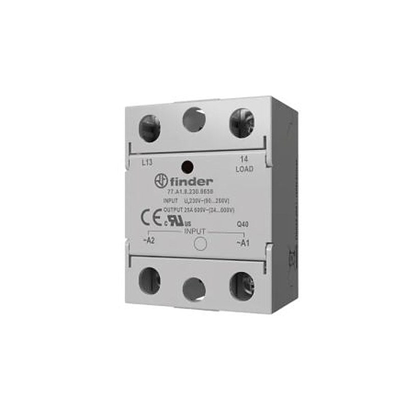 Finder 77 Series Industrial Mount Solid State Relays, 25 A Load, Rail Mount, 600 V ac/dc Load, 230V ac/dc Control