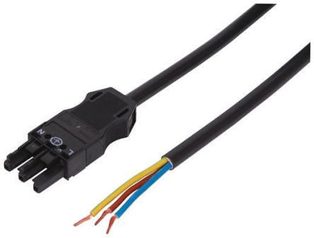 WAGO 3-Pin Socket to Unterminated Power Cord, 3 m Black