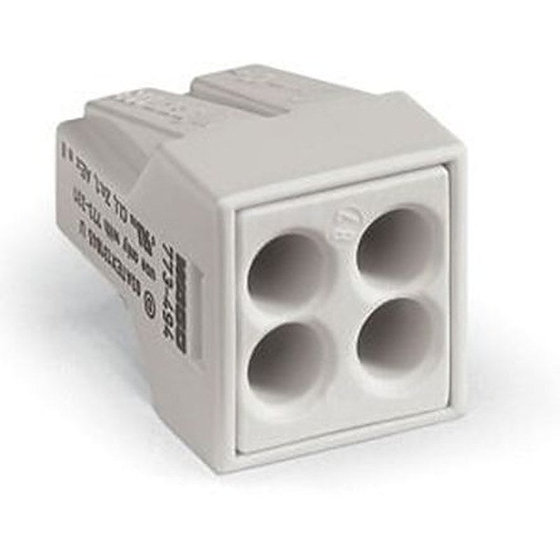 WAGO 773 Series Junction Box Connector, 4-Way, 14AWG, 18 AWG Wire, 24A Push-in