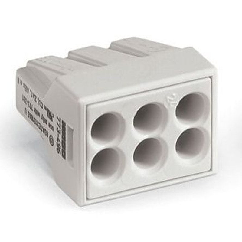 WAGO 773 Series Junction Box Connector, 6-Way, 14AWG, 18 AWG Wire, 24A Push-in