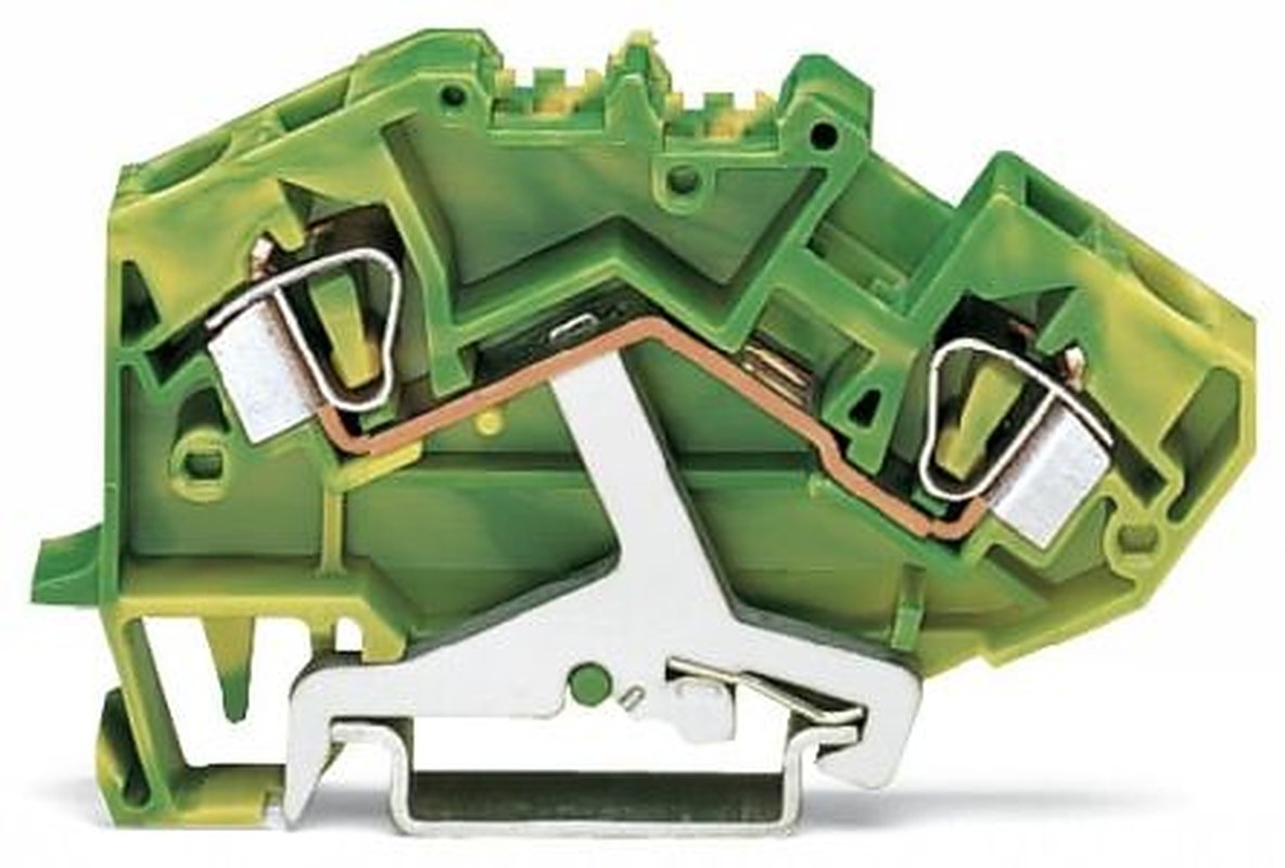 WAGO 2-Way DIN Rail Earth Terminal Block, 6mm², 10AWG Wire, Cage Clamp, Polyamide Housing