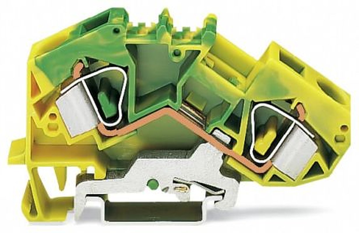 WAGO 2-Way DIN Rail Earth Terminal Block, 16mm², 6AWG Wire, Cage Clamp, Polyamide Housing