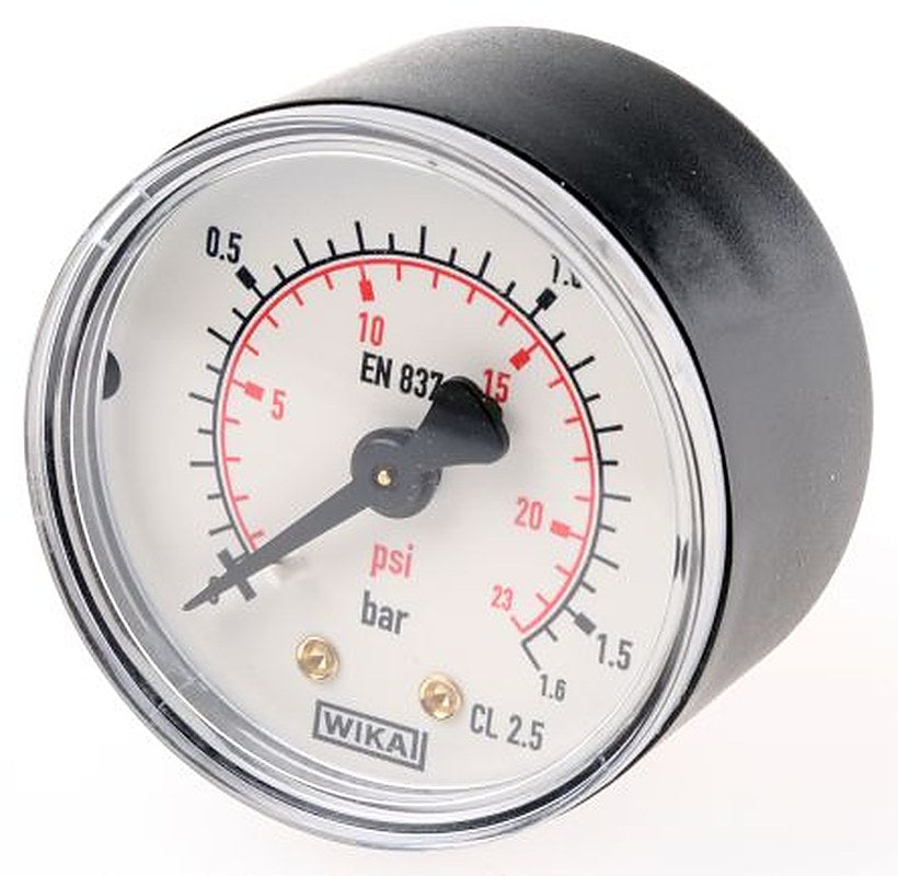 WIKA 1/4 in BSPT Pressure Gauge, 50 mm, 1.6 bar