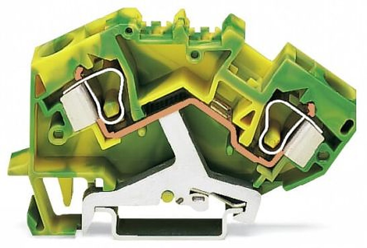 WAGO 2-Way DIN Rail Earth Terminal Block, 10mm², 8AWG Wire, Cage Clamp, Polyamide Housing